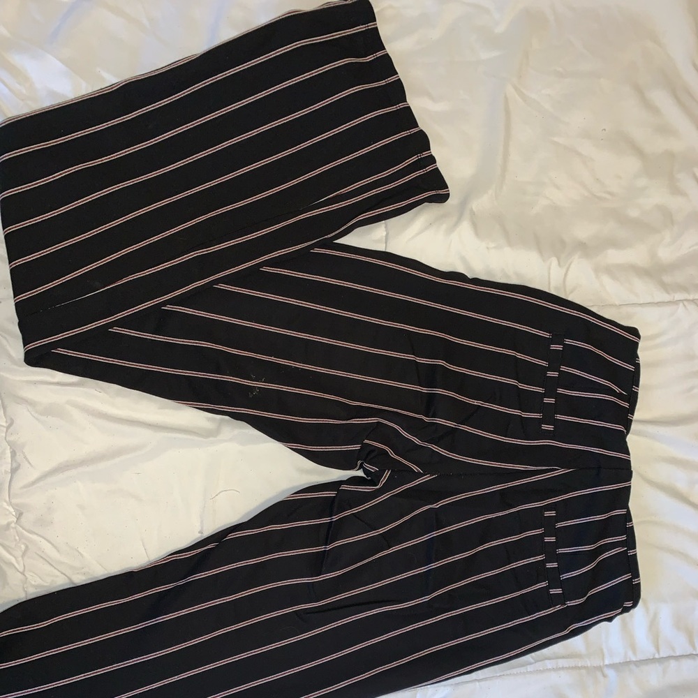 Black and red striped black pants